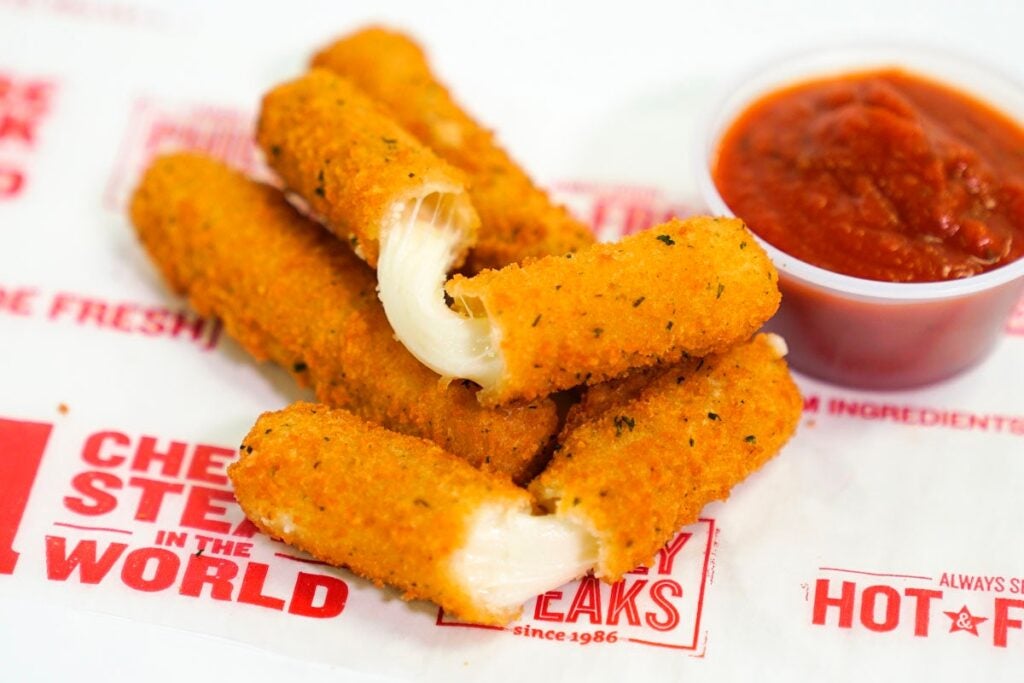 Four mozzarella sticks and one 2 oz side of marinara sauce