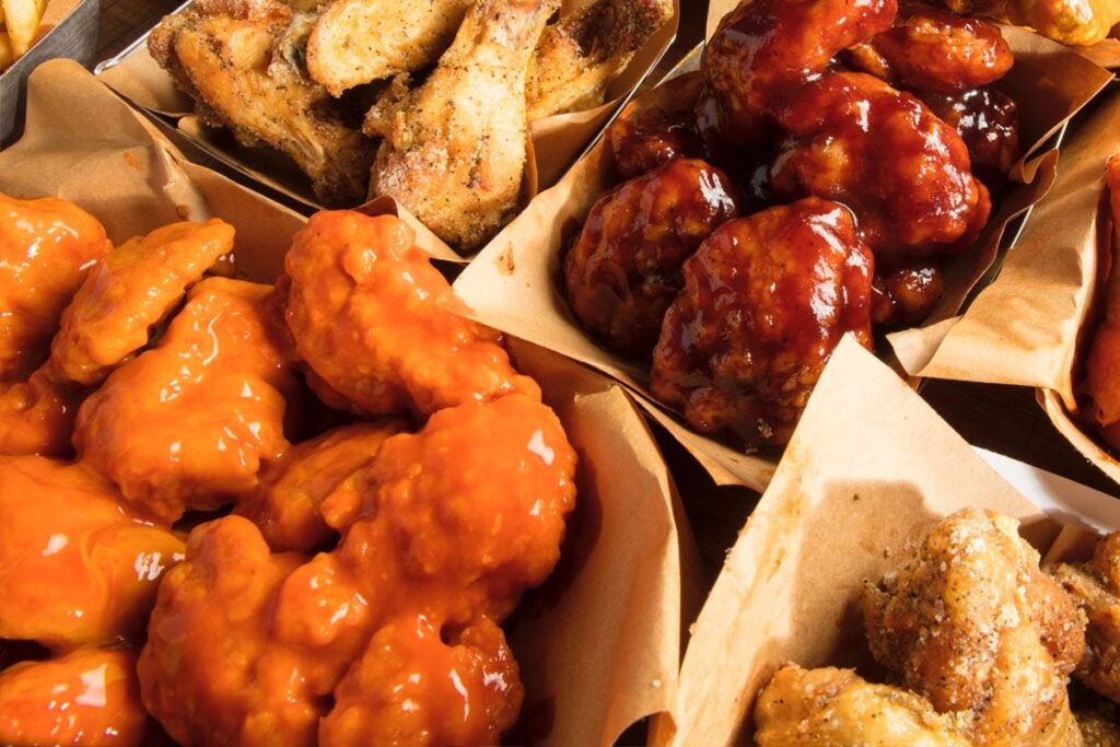 Multiple flavors of 30-piece boneless wings from Charleys Cheesesteaks.
