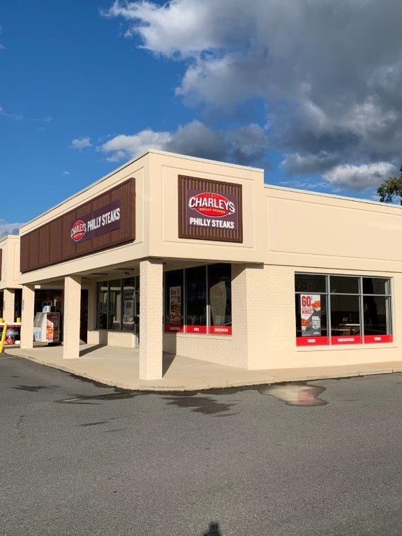 Exterior entryway of Charleys Philly Steaks and Wings, located in Waldorf, Maryland