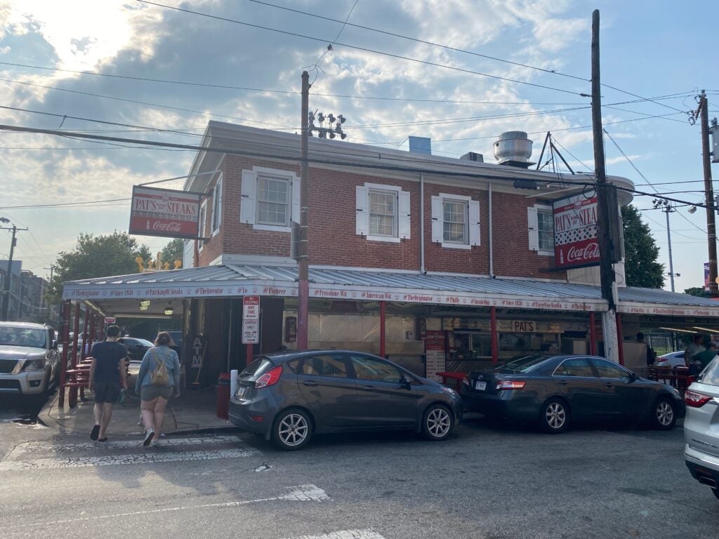 Pat's King of Steaks cheesesteak restaurant in Philadelphia, Pennsylvania, home of the original cheesesteak. 