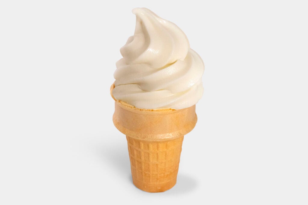 Vanilla soft serve ice cream cone from Charleys Cheesesteaks.