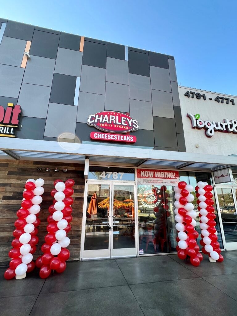 Balloons at the grand opening of Charleys Cheesesteaks and Wings at Azalea Shopping Center in South Gate, CA. 