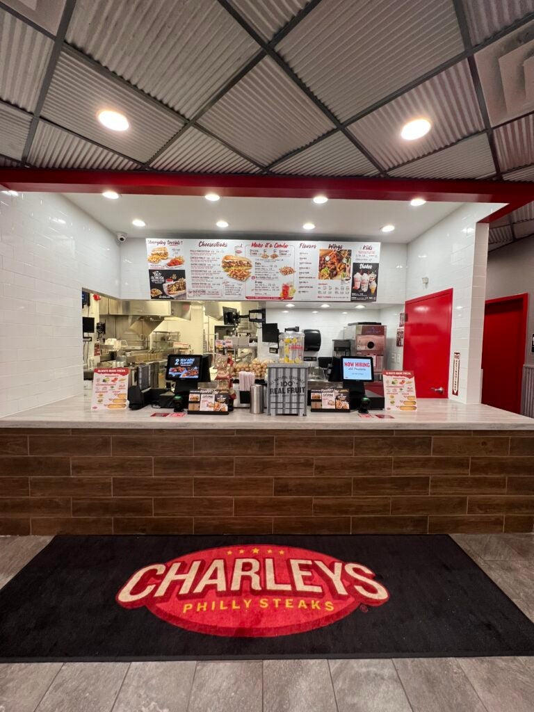 The front counter and menu during the Charleys Cheesesteaks and Wings grand opening at Lee & Glendale in Cleveland, OH. 