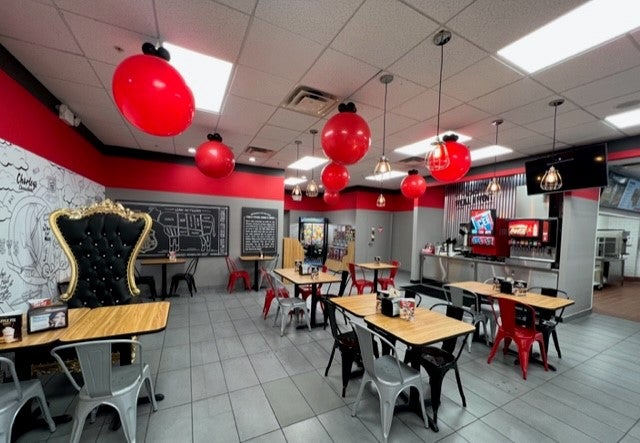 The dining area at Charleys Cheesesteaks and Wings during the grand opening in December 2022.