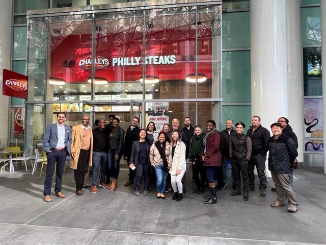The team at Charleys Cheesesteaks and Wings during the grand opening at Salesforce Transit Center in January 2023. 
