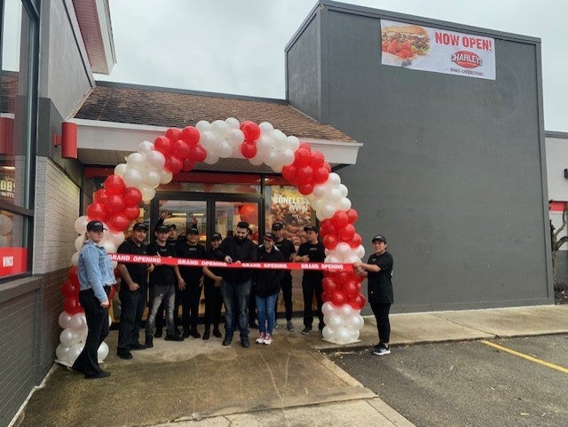 The team at Charleys Cheesesteaks and Wings during the grand opening in January 2023.