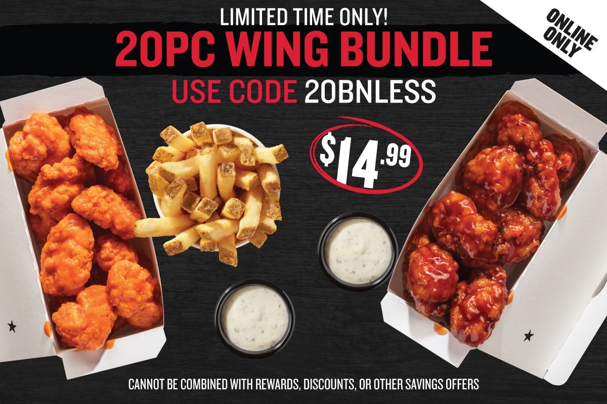 20pc BONELESS SPECIAL (TYPE CODE 20BNLESS) Charleys Cheesesteaks